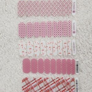 Bundle of 5 Jamberry Half Sheet Nail Wraps Pink Red White